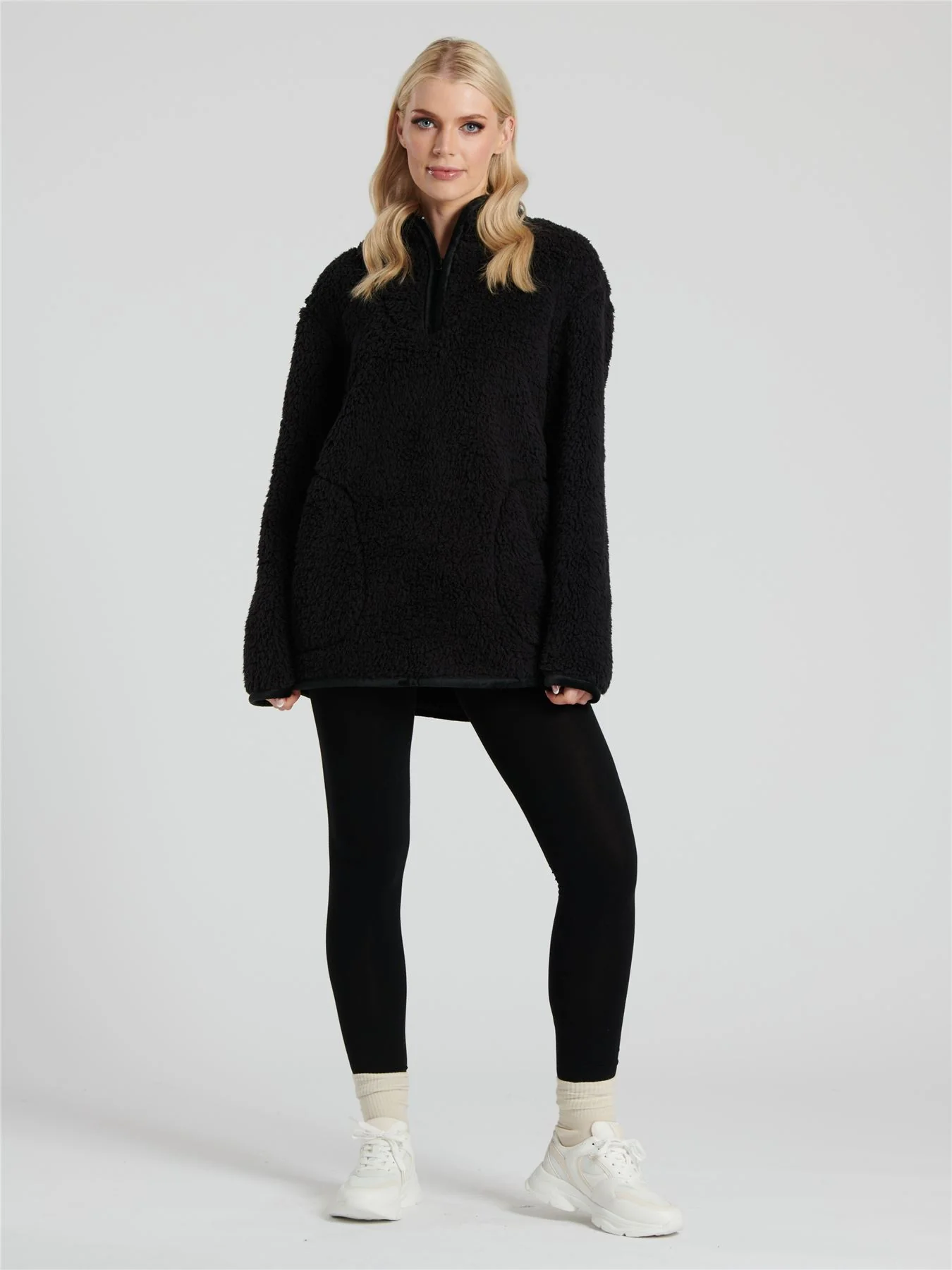 Pistachio Womens Black Borg 1/4 Zip Jumper - Image 4